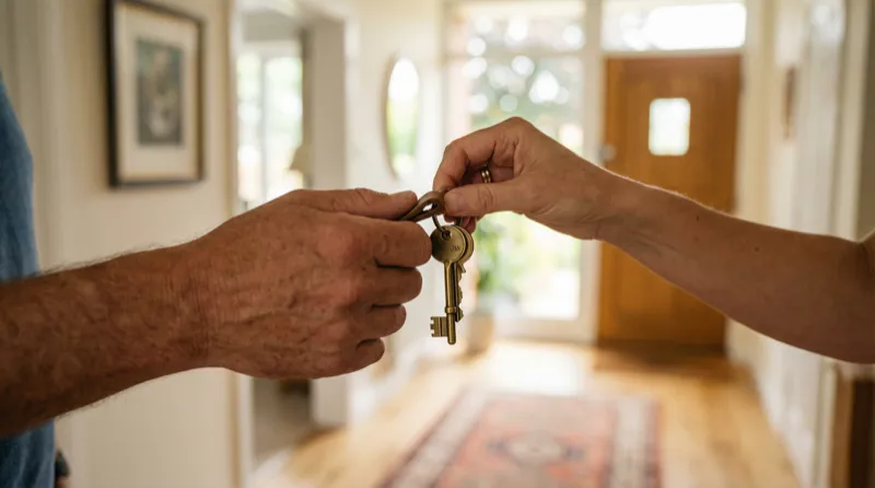 Handing over house keys - professional property sales service